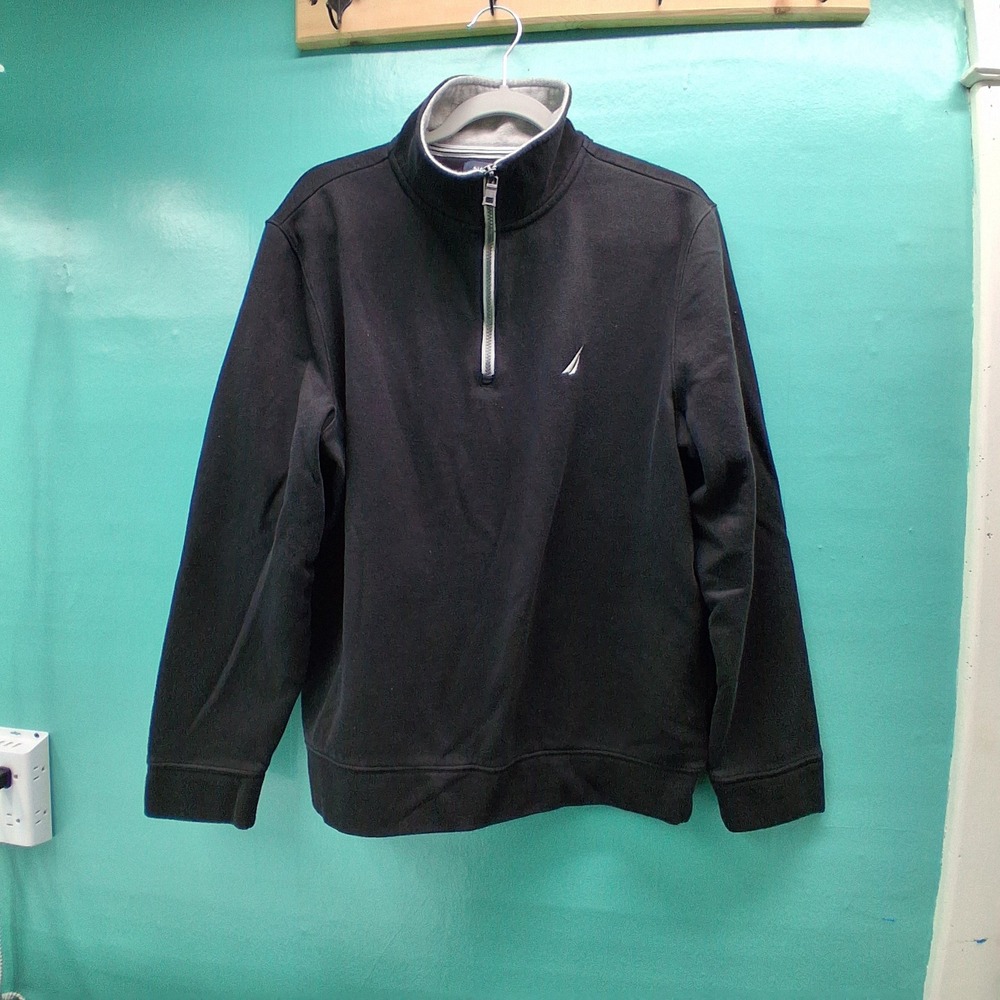 Nautica 1/4 Zip Pullover Size M Black Preppy Nautical Gorpcore Sweatshirt